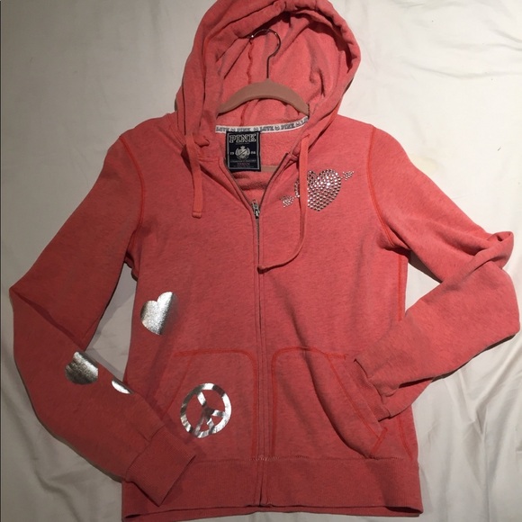 🆚 Victoria’s Secret PINK Zip-Up sweatshirt Sz M - Picture 1 of 4